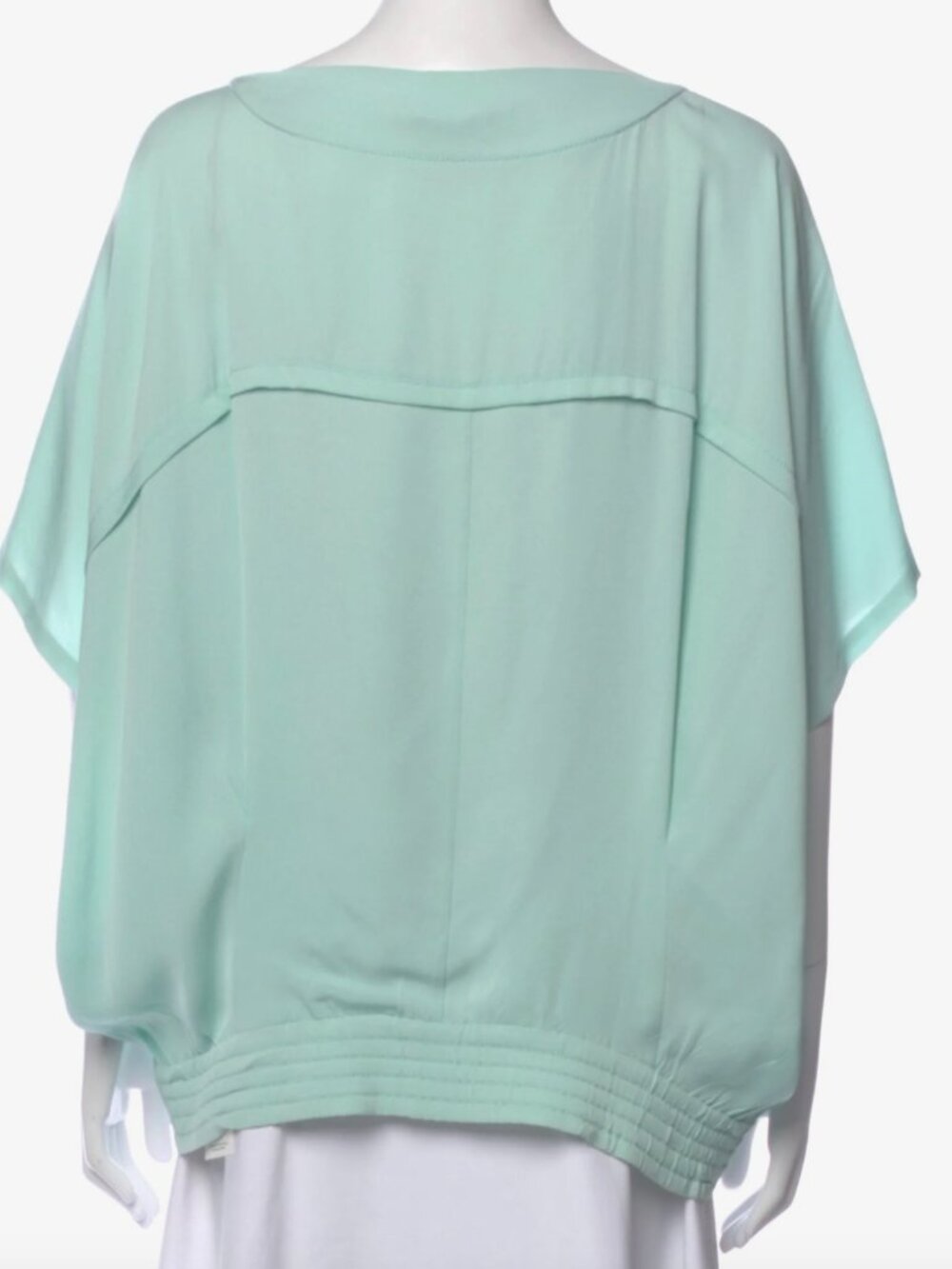 Diane Von Furstenberg Silk Blouse, baby blue color with pleated detail, Size M